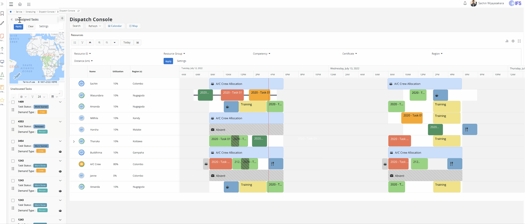Interactive prototype — crew scheduling interaction