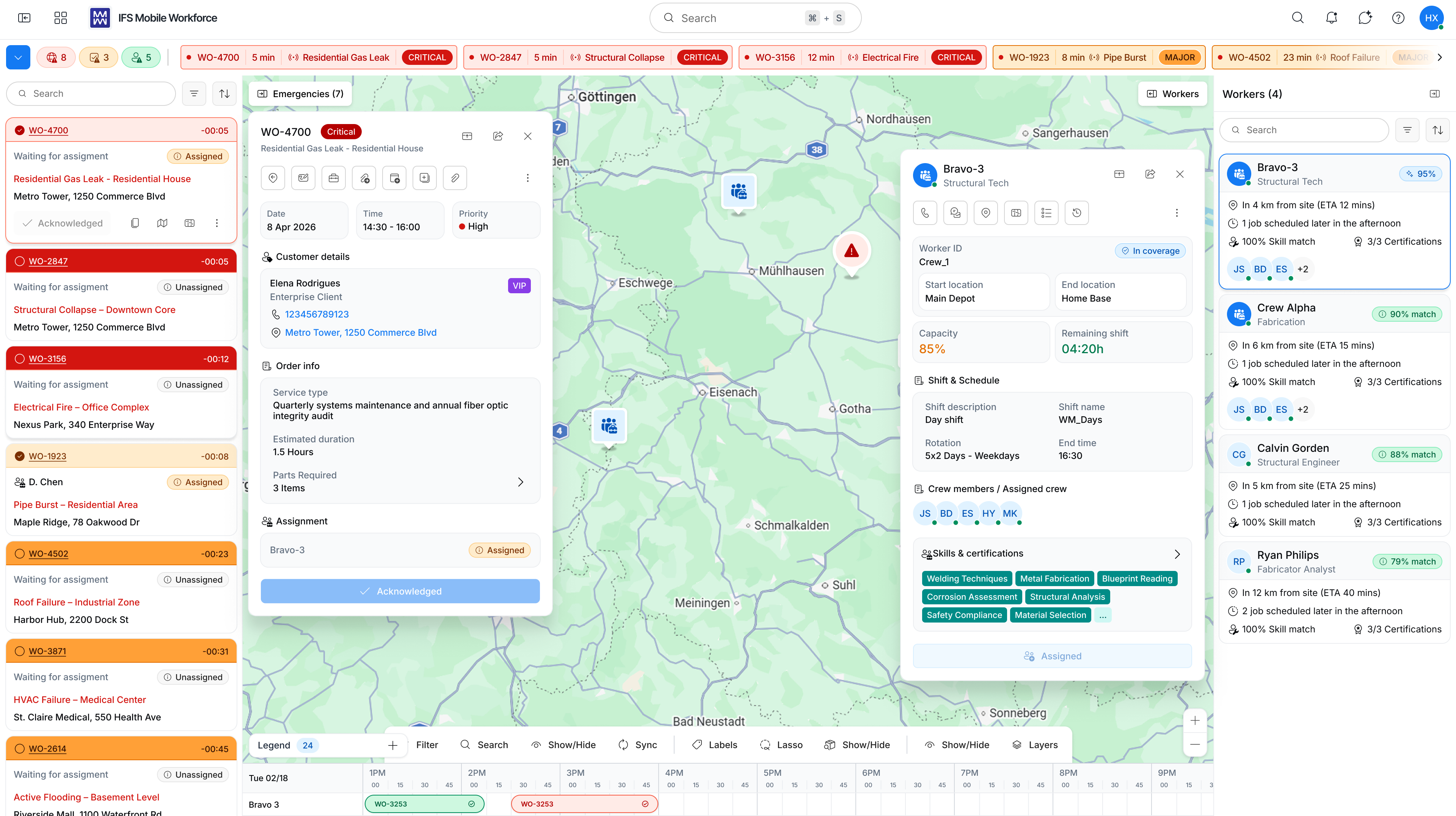Mobile Workforce Management interface