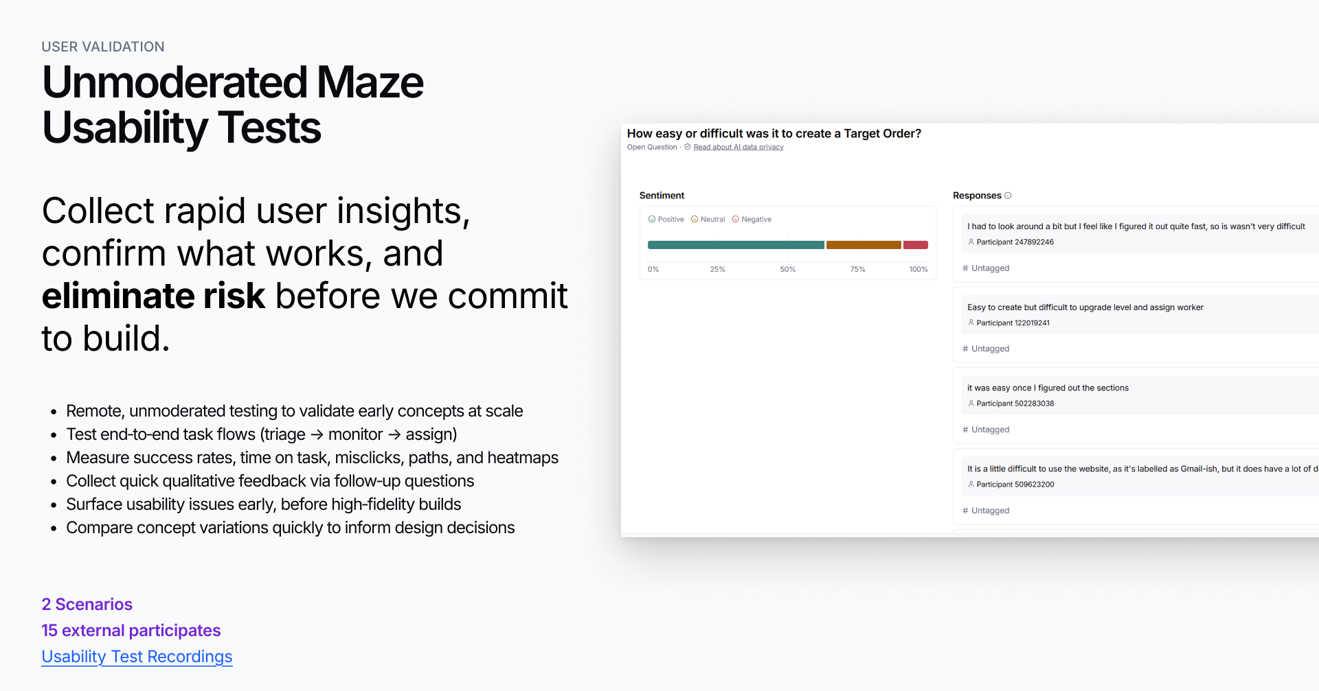 Unmoderated Maze Usability Tests