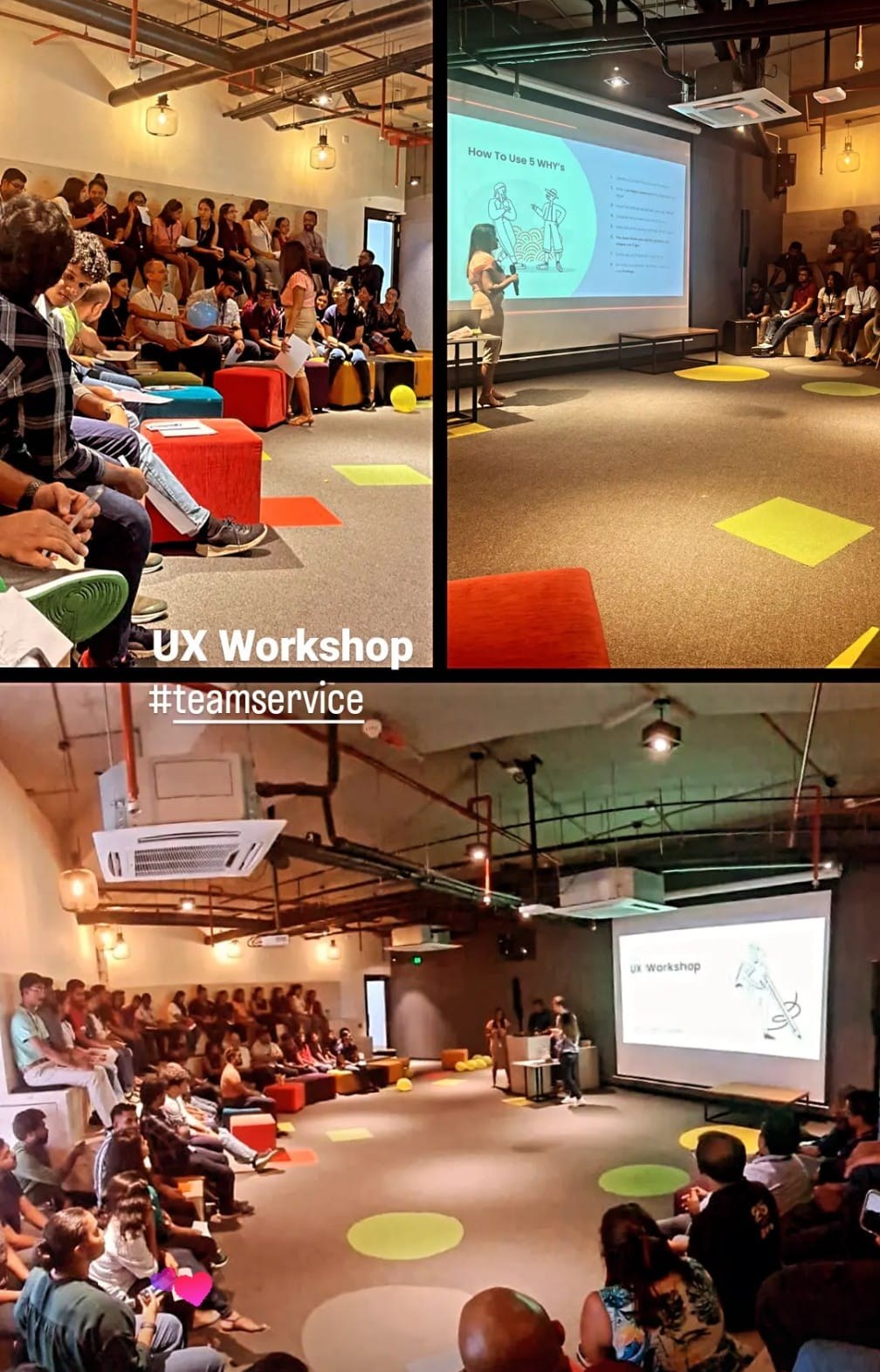 Workshop sessions in progress — walking teams through the 5 Whys method